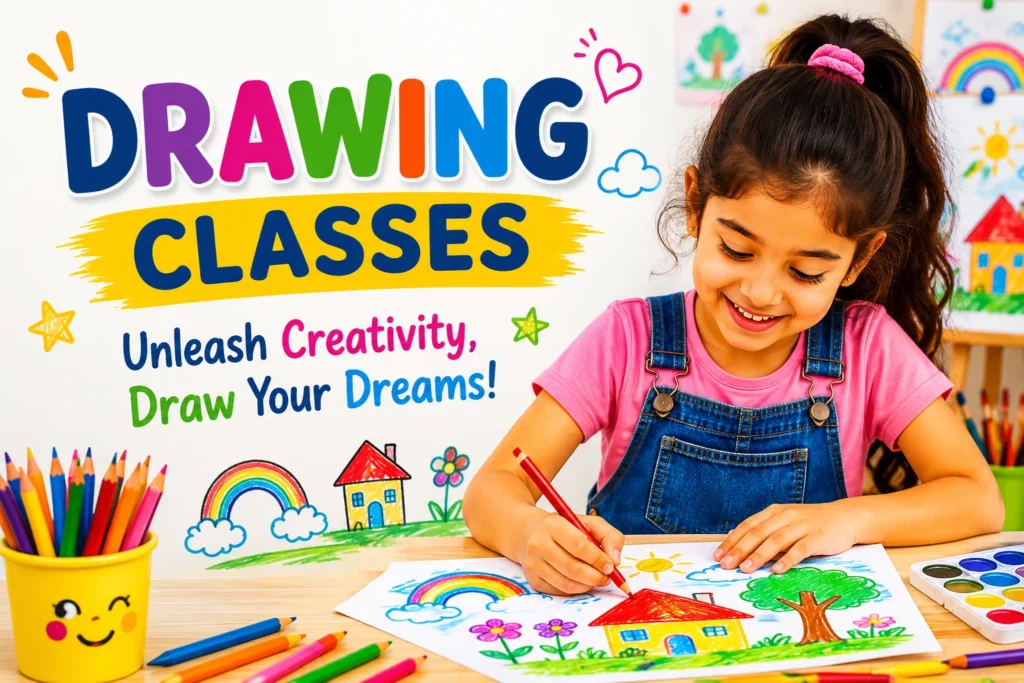 Drawing Classes for Kids at Be Smart Academy helping children develop creativity, imagination and artistic skills through fun learning activities