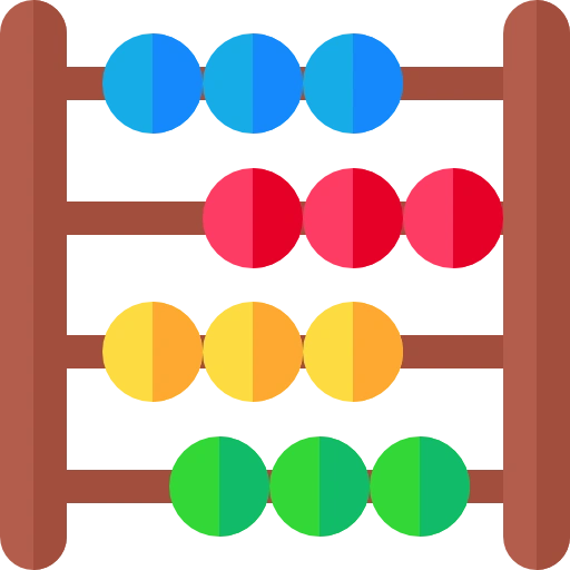 Colorful Abacus icon representing mental arithmetic skills, numerical learning, and mathematical development for children.