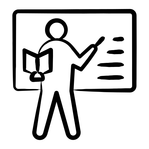 Teacher or instructor icon representing experienced and trained faculty for educational and skill development programs.