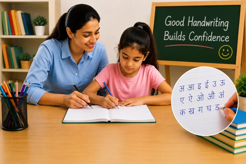 Hindi Handwriting Improvement Classes for Kids at Be Smart Academy with teacher-guided Hindi writing practice