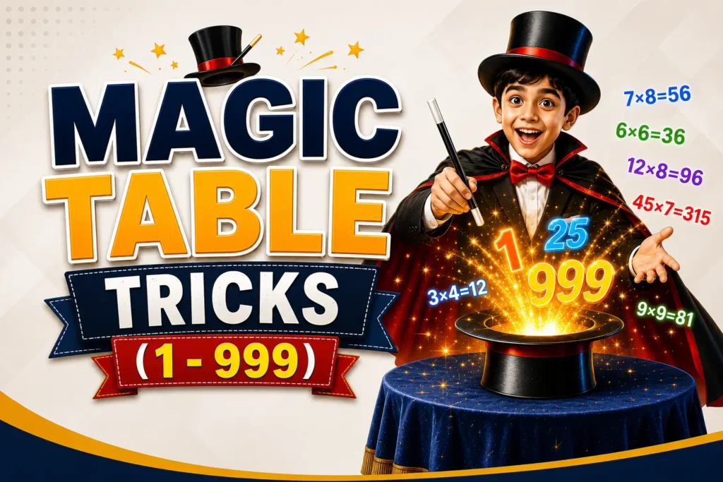 Magic Table Tricks Workshop (1 to 999) for Kids at Be Smart Academy featuring a magician performing number magic tricks with multiplication tables