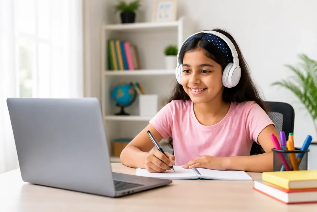 Online Classes for Kids at Be Smart Academy in State Bank Colony Delhi featuring live interactive learning for Handwriting Improvement, Abacus, Vedic Maths and Chess